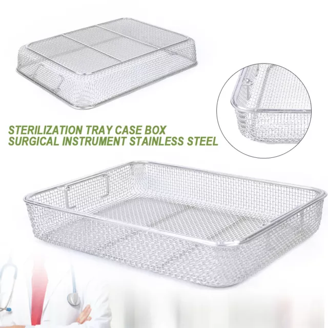 Stainless Steel Sterilization Basket Surgical Instrument Mesh Tray 40*30*7cm