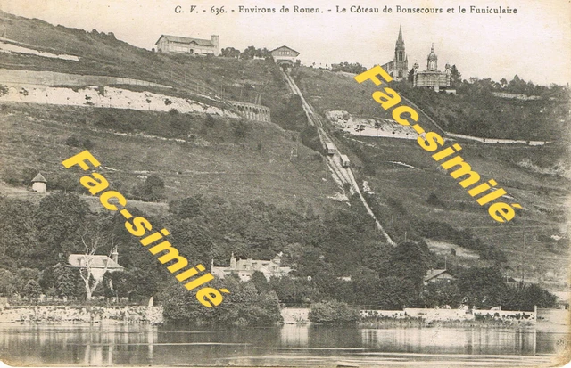 Rouen - Environ De Rouen - Bonsecours - Le Tramway De Bonsecours Et Le Funiculaire 2164345404