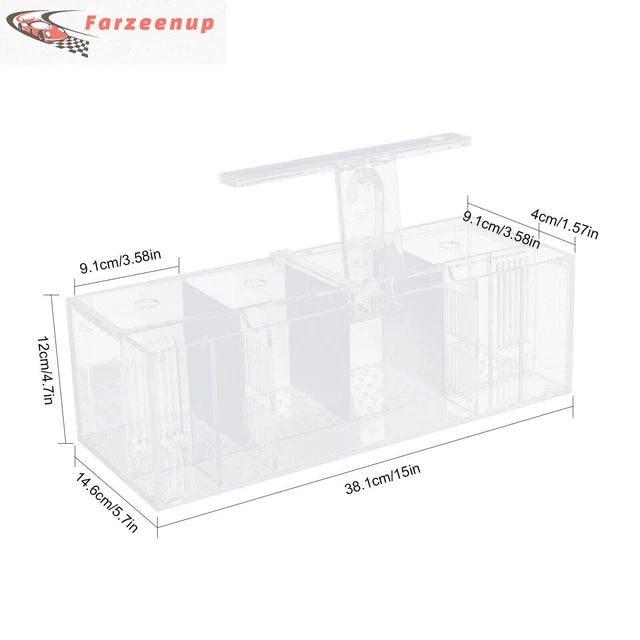 LED Light Aquarium Acrylic 4 Grids Betta Fish Tank Isolation Box with Pump US