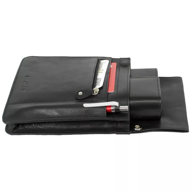 Leder Kellnertasche Kellner Holster Halfter Tasche schwarz Reißverschlussfach 3