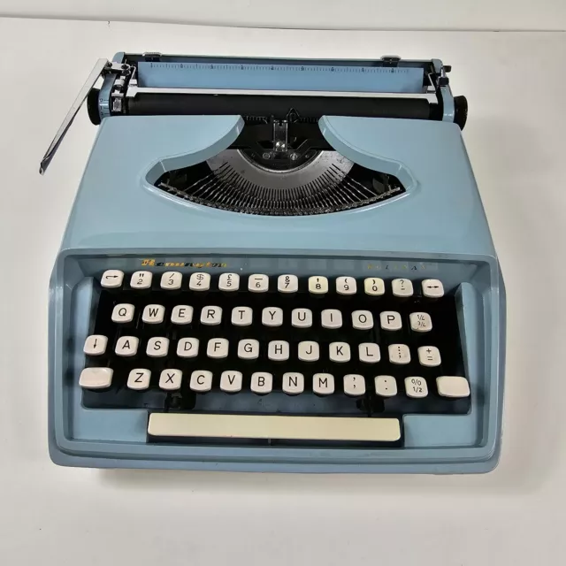 Remington Vintage Portable Light Blue Typewriter Made In Holland