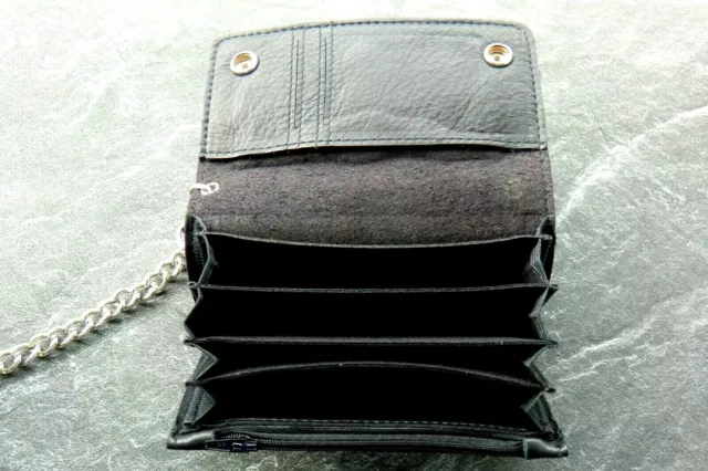 Geldbörse Kette Schwarz Leder Biker Motorrad Chopper Trucker Wallet Rindsleder 3