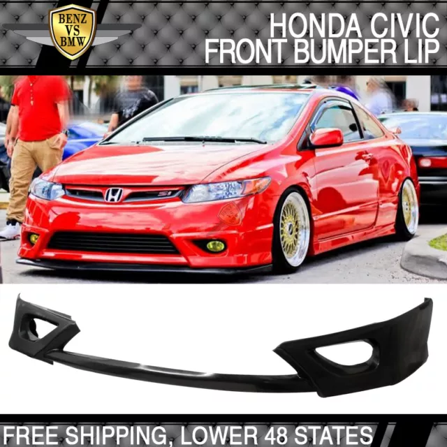 Fits 06-08 Honda Civic Coupe HF-P Style PU Front Bumper Lip Spoiler Bodykit