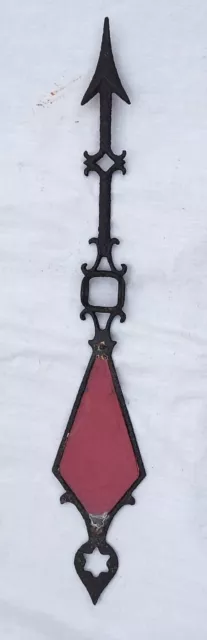 Rare Antique 19th Century Weathervane Arrow Hand Wrought Cast Iron Ruby Glass