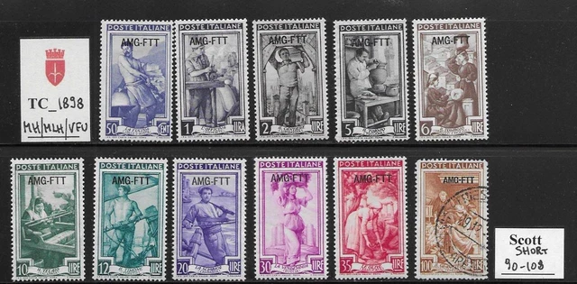 TC_1898. TRIESTE FTT. 1950 ITALIA AL LAVORO short set. Scott 90-107. Mint/Used
