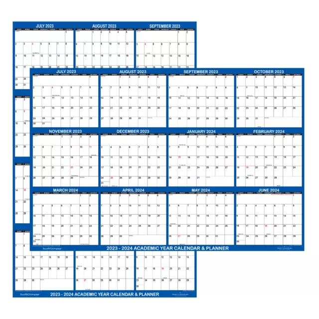 20232024 ACADEMIC WALL Calendar 24x36 Erasable Mid Year Wall Planner