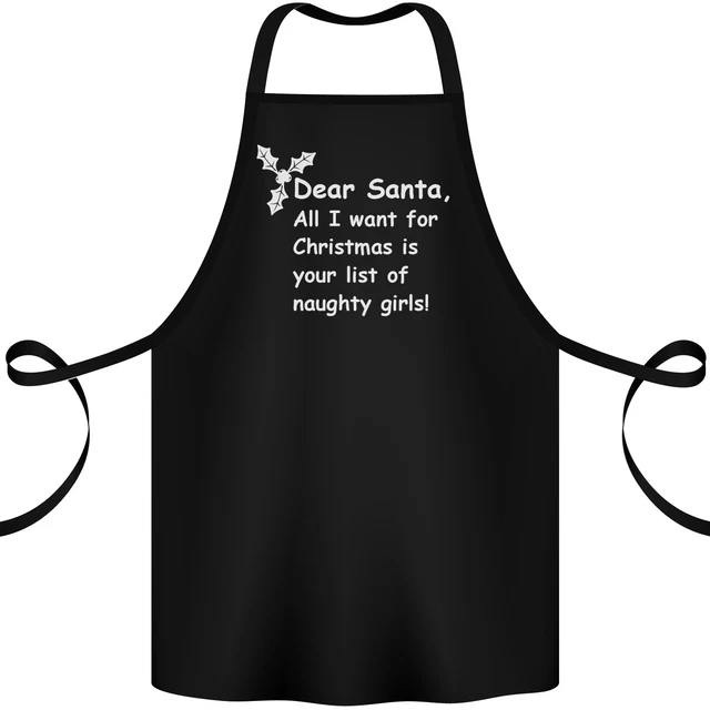 Santa Claus Naughty Girls Funny Christmas Cotton Apron 100% Organic