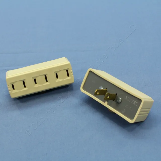 Ivory 2-Wire Polarized Triple Tap Outlet Receptacle Adapters 15A 31165 2-Pack