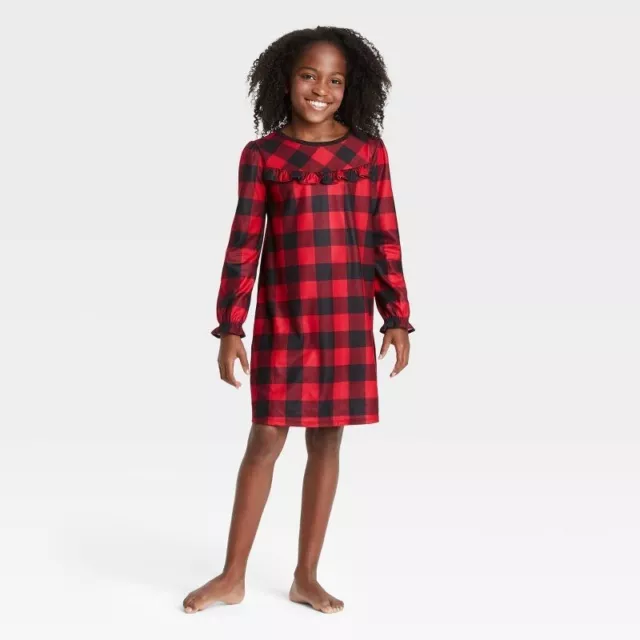 Kids' Holiday Buffalo Check Matching Family Pajamas NightGown - Wondershop 12