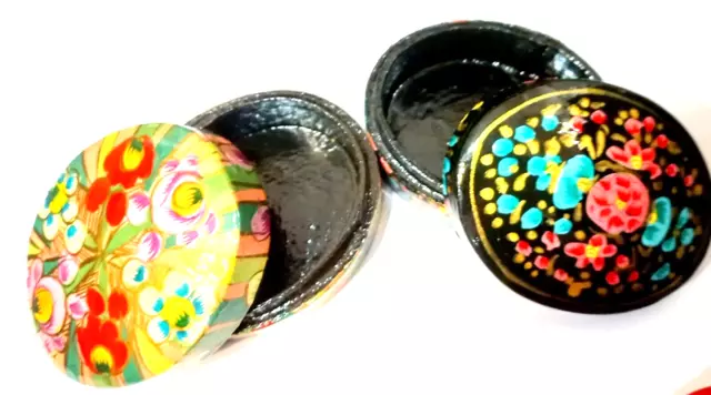 Exclusive Kashmir Handpainted Ornate Jewelry Wood Paper Mache Trinket Ring Box