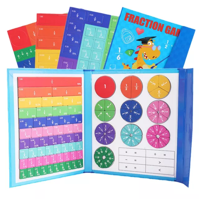 Magnetic Rainbow bar Fraction Tiles Math Toy Montessori Learning Educational Toy