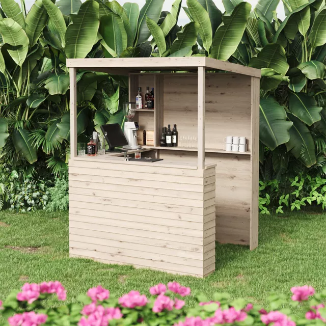 7ftx5ft Wooden Summer Garden Bar Modern style Home Pub High Quality w/Pent Roof