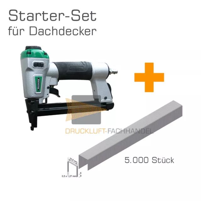 Prebena Druckluftnagler DNPF16 + 5.000 PF09CNK Heftklammern - Starter-Set für