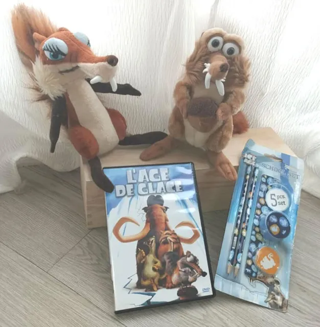 lot l'âge de glace peluches écureuil scrat et scratina noisette crayons DVD