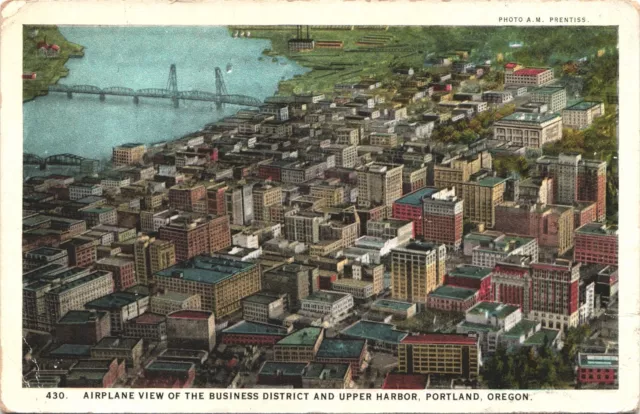 BUSINESS DISTRICT AND UPPER HARBOR antique picture postcard PORTLAND OREGON OR
