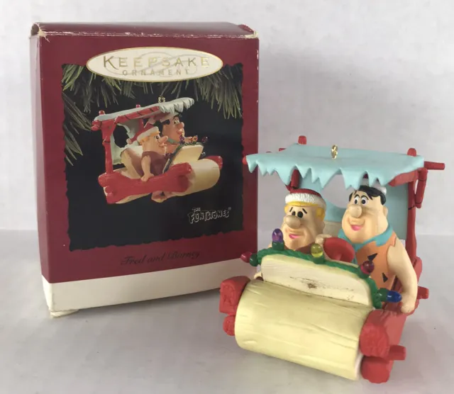 Vintage Hallmark Keepsake Ornament The Flintstones Fred & Barney Car 1994