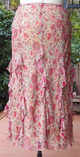 Ralph Lauren Floral Silk Skirt M Medium EUC