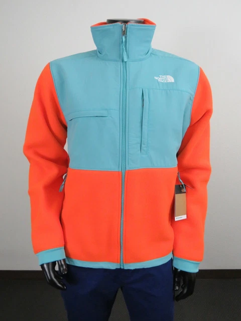 NWT Mens The North Face Denali 2 Full Zip Heavy Warm Fleece Jacket Orange Blue