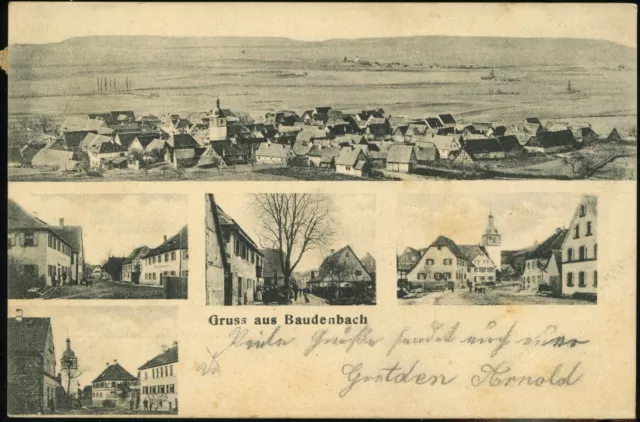 Germany Bavaria Greetings from Baudenbach Europe 1911 Postal Card