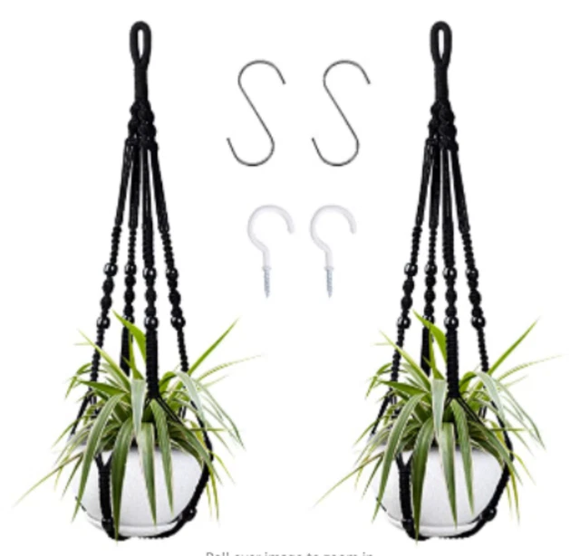 2x Macrame Hanging Planter Basket Rope Pot Holder Decor Garden Plant Hanger