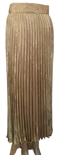 SEZANE METALLIC GOLD Pleated Dune Skirt , Sz 36 (US 4) EUC $69.00 ...