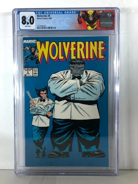 Wolverine 8 - Hulk App. and Cover 1989 - Custom Wolverine Label - CGC Graded 8.0