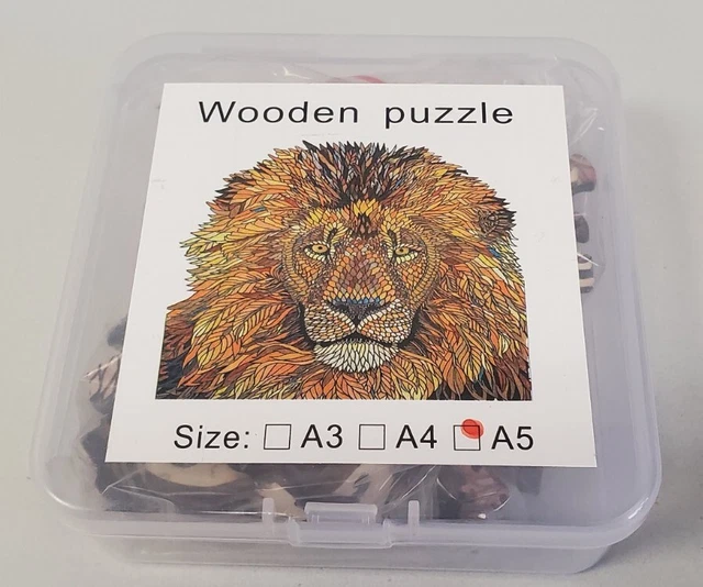 Wooden Jigsaw Puzzle Lion Colorful Animal Shaped Pieces Toy Gift For Adults Kids
