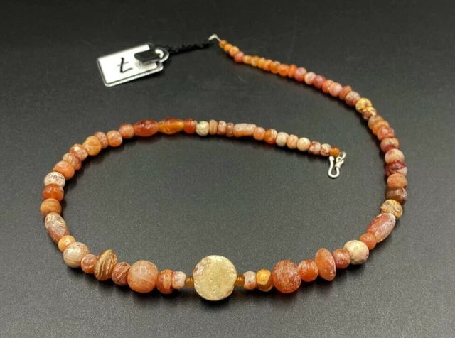 Near Eastern Vintage Antique Carnelian Agate Mesopotamia Jewelry Old Bead Strand