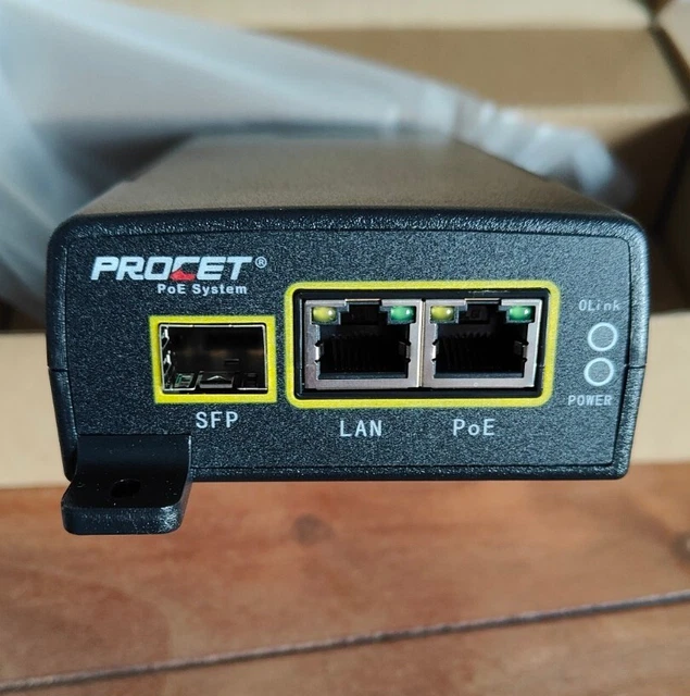 Injecteur POE 60W PROCET 55V 1.1A Avec Port SFP - Pour Caméra IP