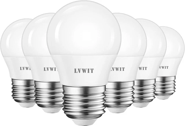 LVWIT 6 PACK E27 G45 Screw Golf Ball Mini Globe Warm White Bulb 2700K 6.5W = 60W