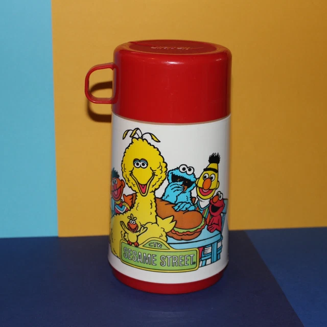 VINTAGE SESAME STREET Thermos Aladdin with Lid, Used Bert, Big Bird