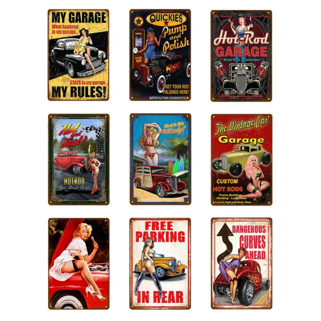 Car Model Rectangular Vintage Plaque Metal Tin Painting Signs Wall Decor Plate