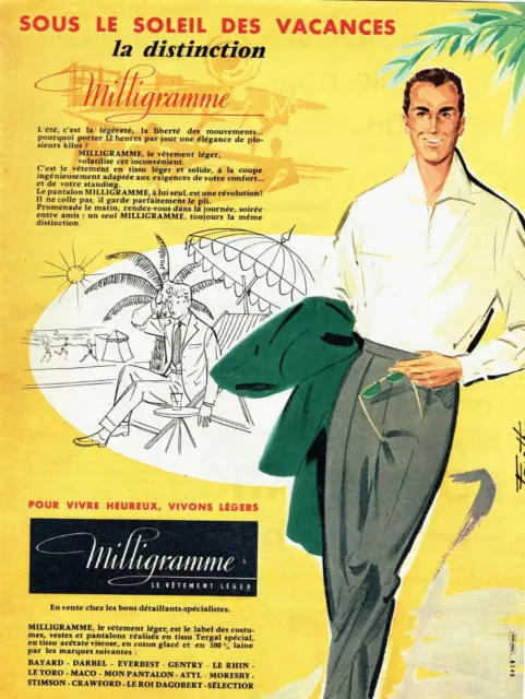 publicité Advertising  1022  1959  Milligramme vetement  léger homme vacances