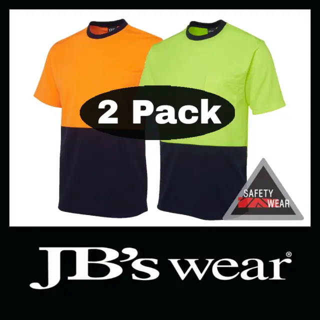 2x JB's Wear Hi Vis Traditional Polyester Round Neck Tee T-Shirt 6HVT