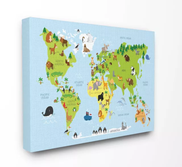 The Kids Room by Stupell World Map Cartoon And Colorful 30 x 40