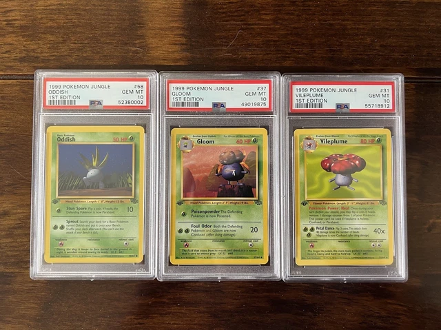 1999 Pokemon Jungle Oddish 58/62 Gloom 37/62 Vileplume 31/62 PSA 10 Gem Mint