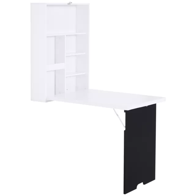MDF Folding Wall-Mounted Drop-Leaf Table with Chalkboard Shelf White