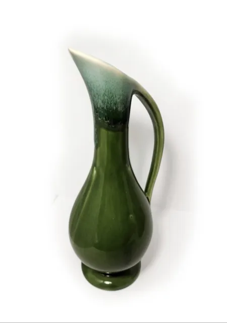 MCM Vase Dalton Pottery USA Green Drip Glazed Pedestal Ewer