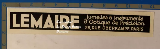 JUMELLES OPTIQUE LEMAIRE PARIS   publicité 1931 advert