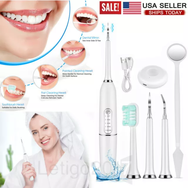 Electric Sonic Dental Scaler Tartar Calculus Plaque Remover Tooth Stains Tool~