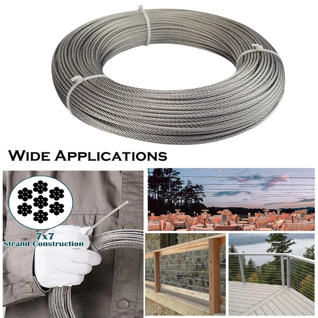 CABLE RAILING KIT Stainless Steel Wire Rope Aircraft Deck 1/8" Railing