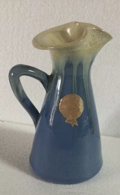 REMUED Pottery JUG #20 Hand Made Sticker Victoria Australia Blue Glaze History