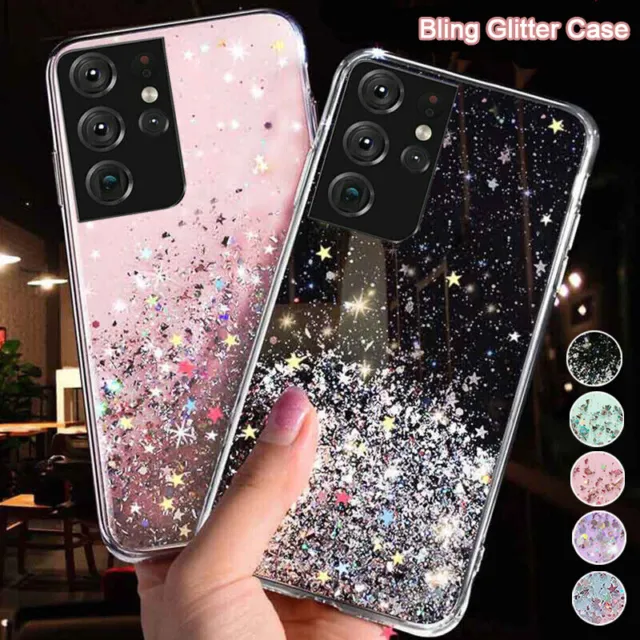 For Samsung S24 Ultra S23 Plus S22 S21 S20FE Glitter Sparkly Soft TPU Case Cover
