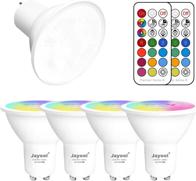 Jayool GU10 LED Glühbirnen, dimmbar 5W farbwechselnde Spotlicht Bulle mit Fernbedienung,