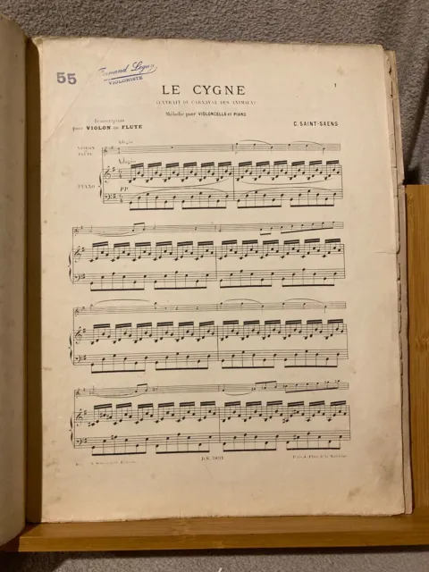 Camille Saint-Sans Le Cygne partition pour violon et piano éditions Durand