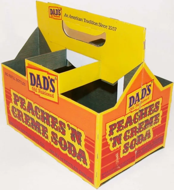 Vintage soda pop bottle carton DADS Peaches N Crème Soda 6 pack 12oz excellent++