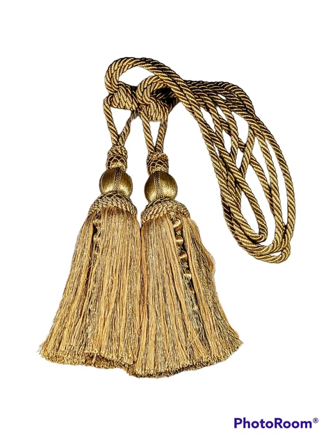 Vintage Large Gold Drapery Tassels Pullbacks Set Of 2 EUC Traditional