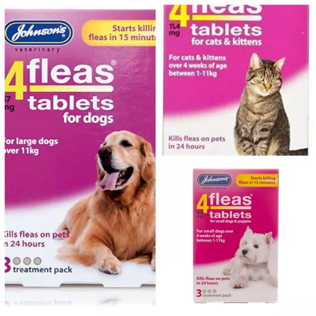 Flea Killer Tablets for Cats  Dogs Puppies Kittens Johnsons 4Fleas