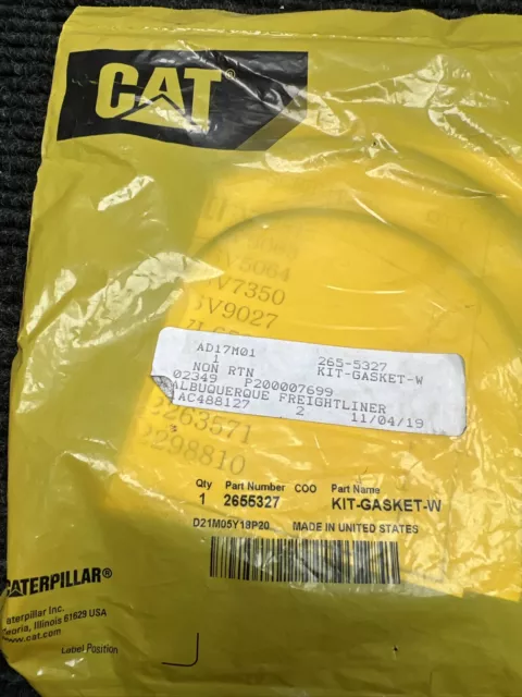 New Caterpillar Water Pump Gasket Kit 2655327