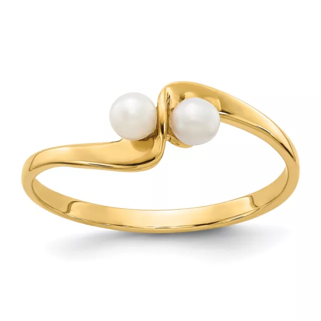 Lex & Lu 14k Yellow Gold 3mm FW Cultured Pearl Ring Size 6